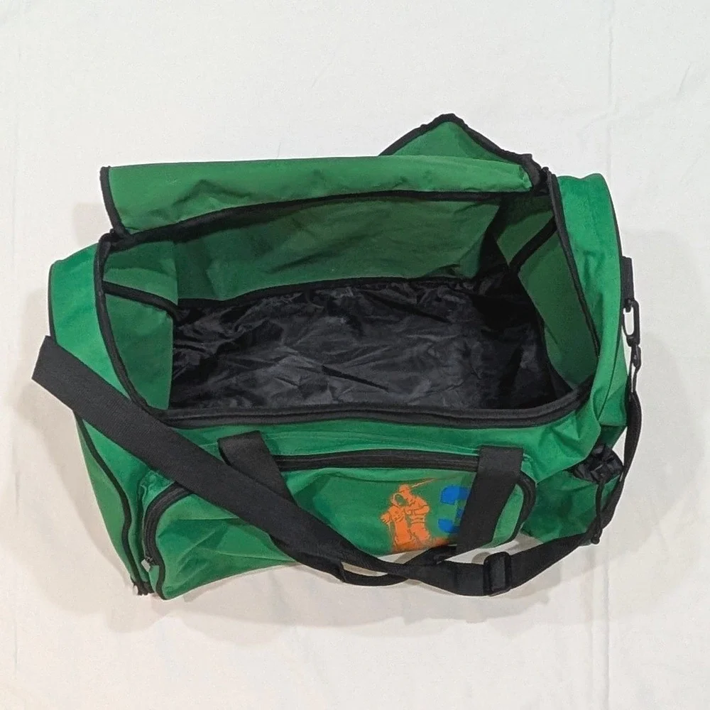 Polo Ralph Green Black Duffel Bag Big Pony 3 Logo Travel Gym